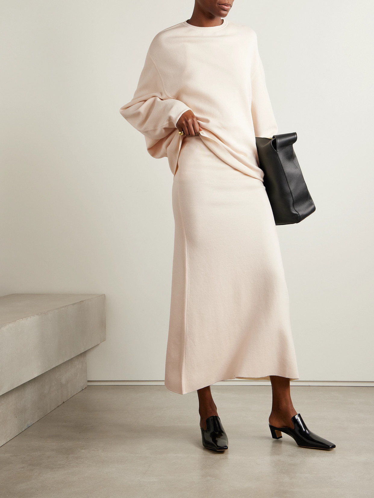 Fforme Robyn Wool-blend Maxi Skirt In Neutrals