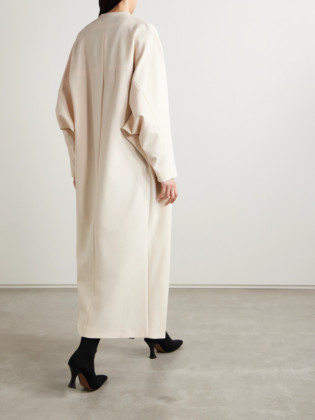 Shop Fforme Alva Oversized Double-breasted Wool-blend Crepe Coat In Neutrals