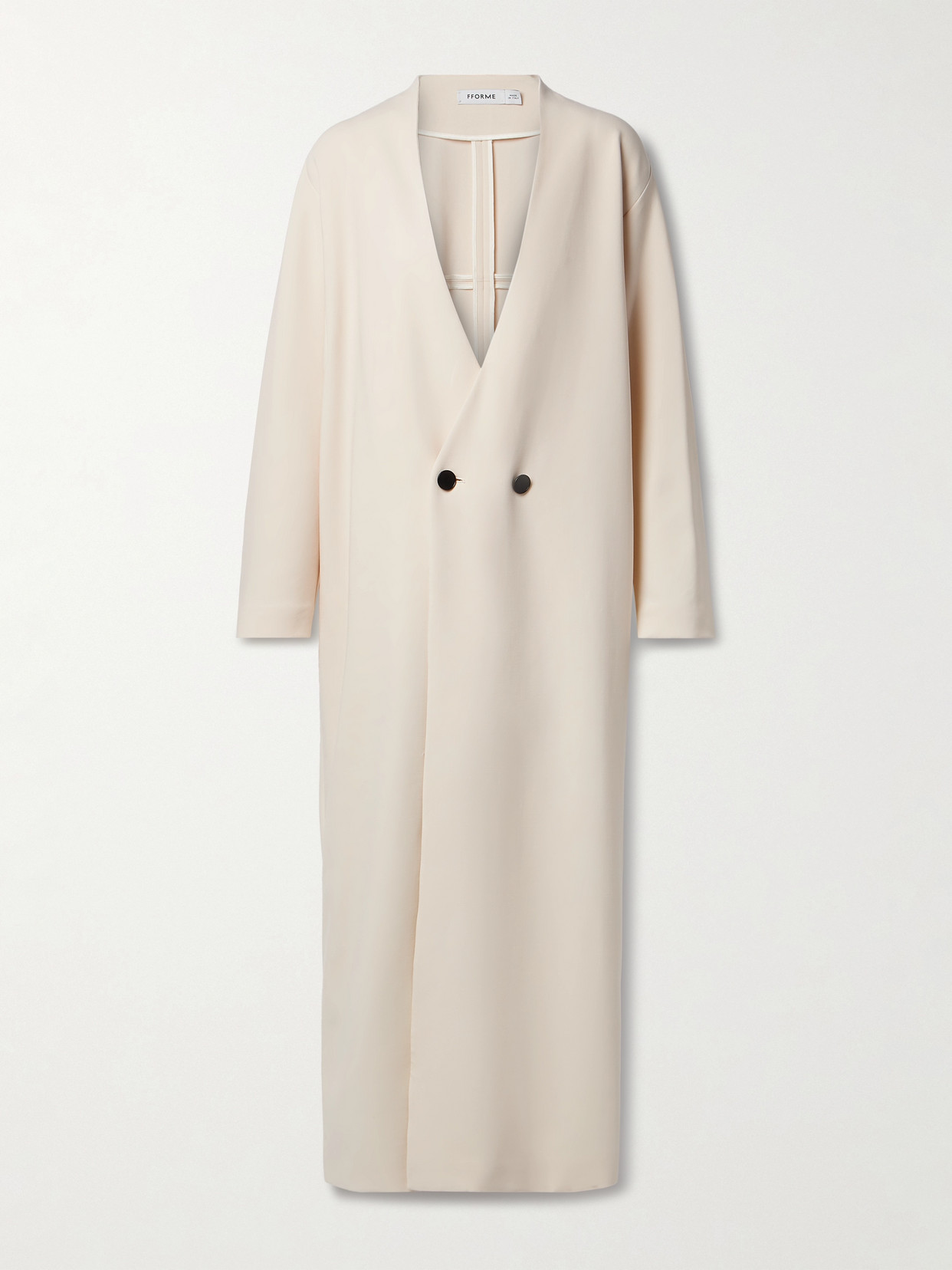 Shop Fforme Alva Oversized Double-breasted Wool-blend Crepe Coat In Neutrals