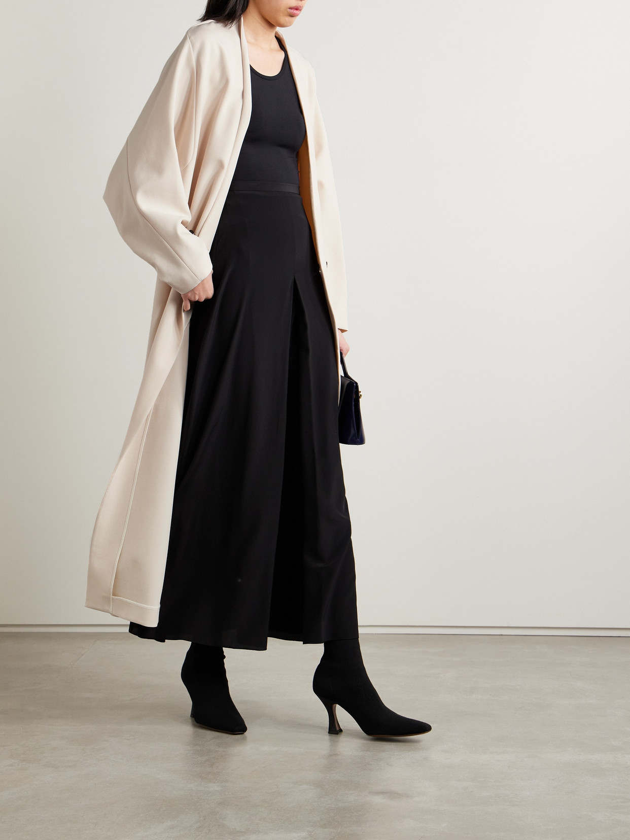 Shop Fforme Alva Oversized Double-breasted Wool-blend Crepe Coat In Neutrals