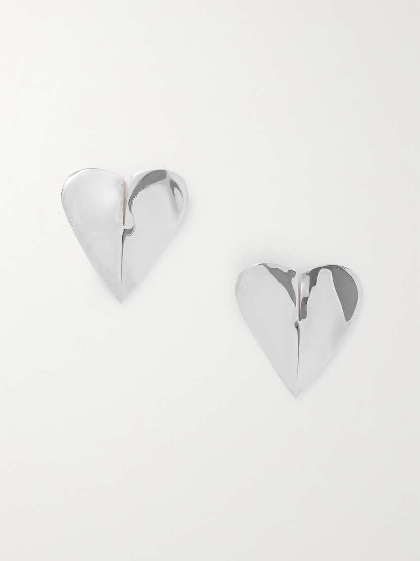 Alaïa Torn Heart Oversized Silver-tone Earrings