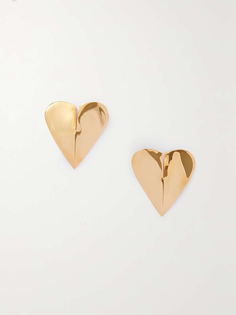 Alaïa Torn Heart Oversized Gold-tone Earrings