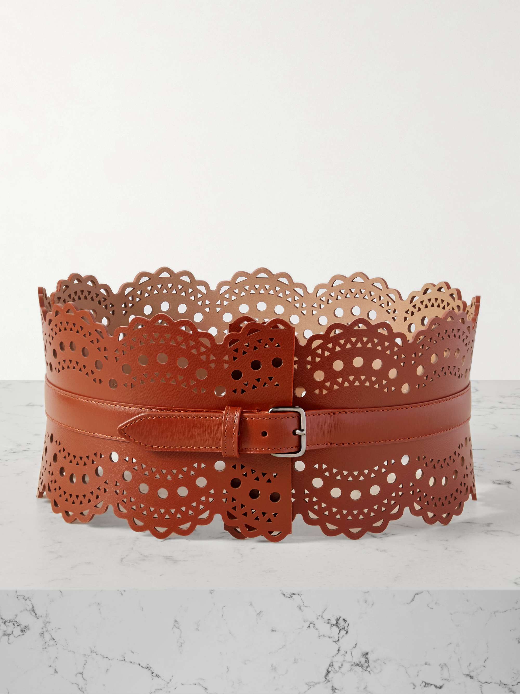 ALAÏA Laser-cut leather waist belt