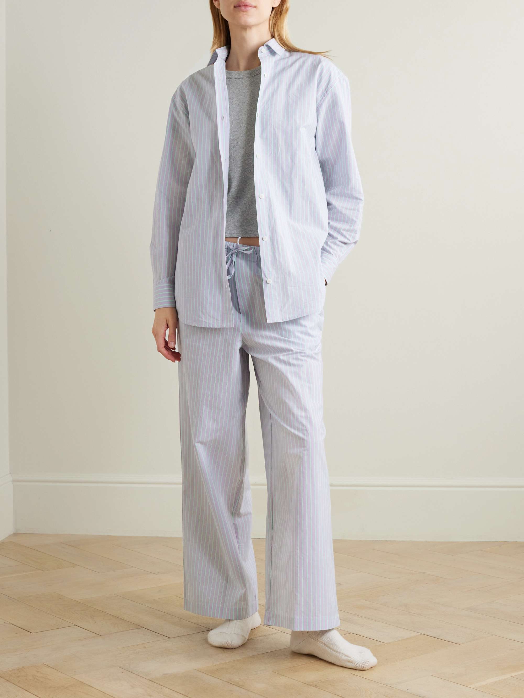 BASERANGE Striped cotton-poplin pants | NET-A-PORTER