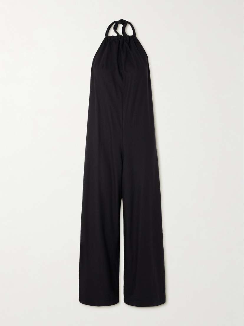 Baserange Trope Gathered Silk-twill Halterneck Jumpsuit