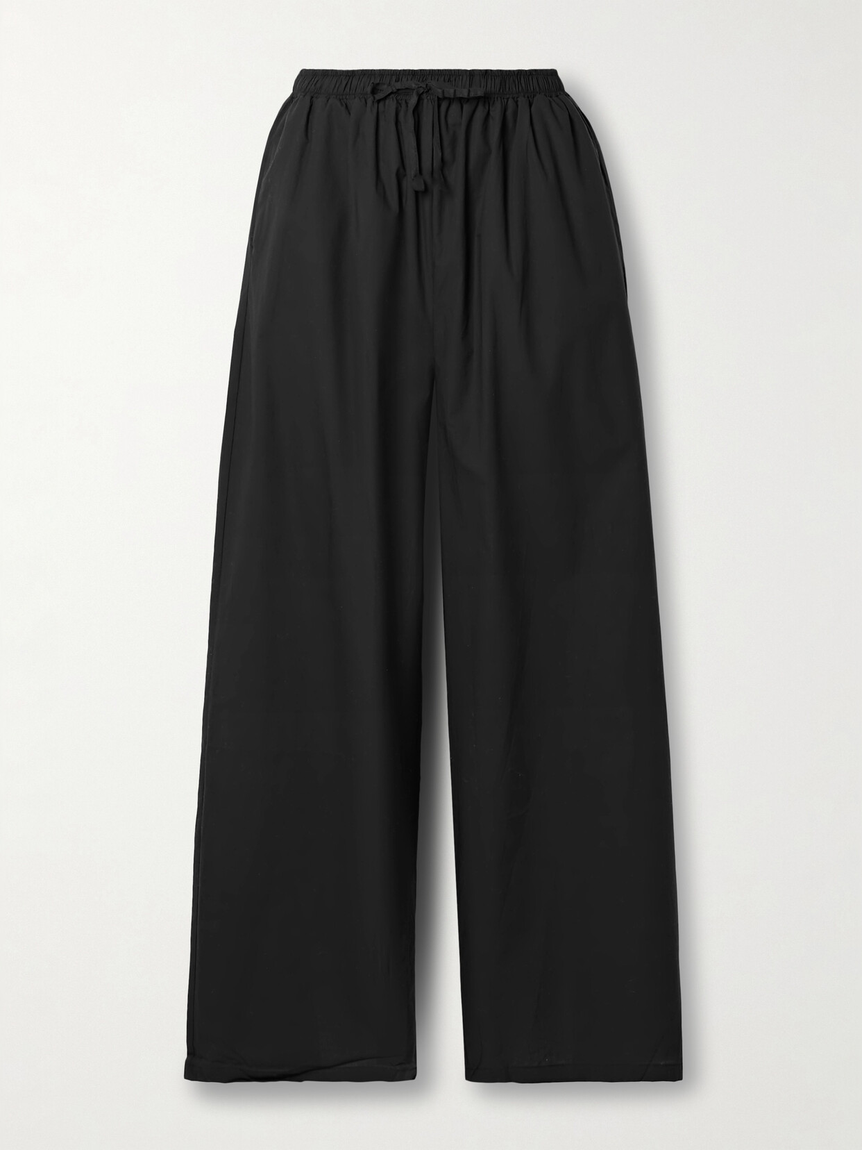 Baserange Hujui Cotton-poplin Wide-leg Pants In Black