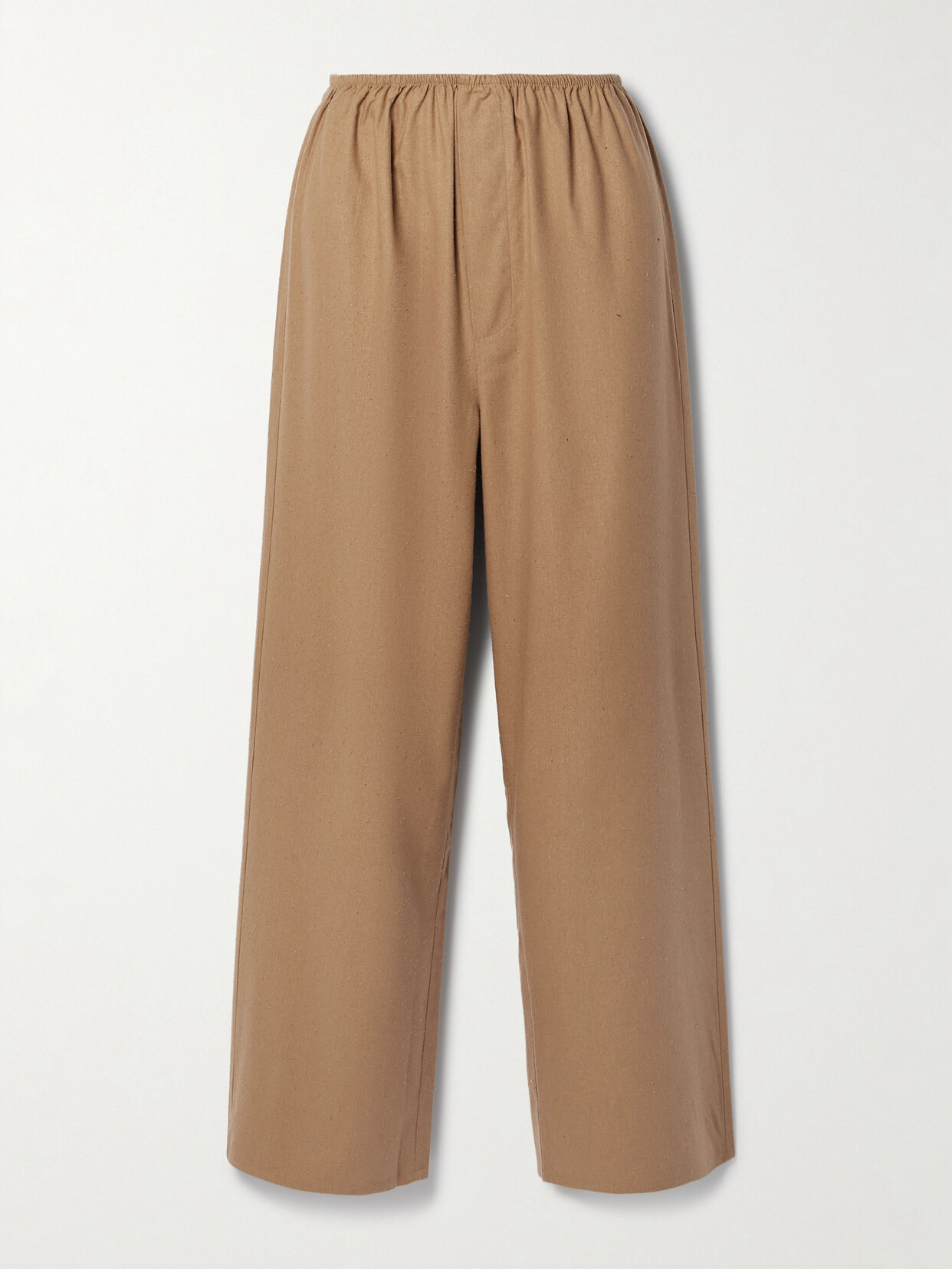 Baserange Stoa Distressed Silk Wide-leg Pants In Brown