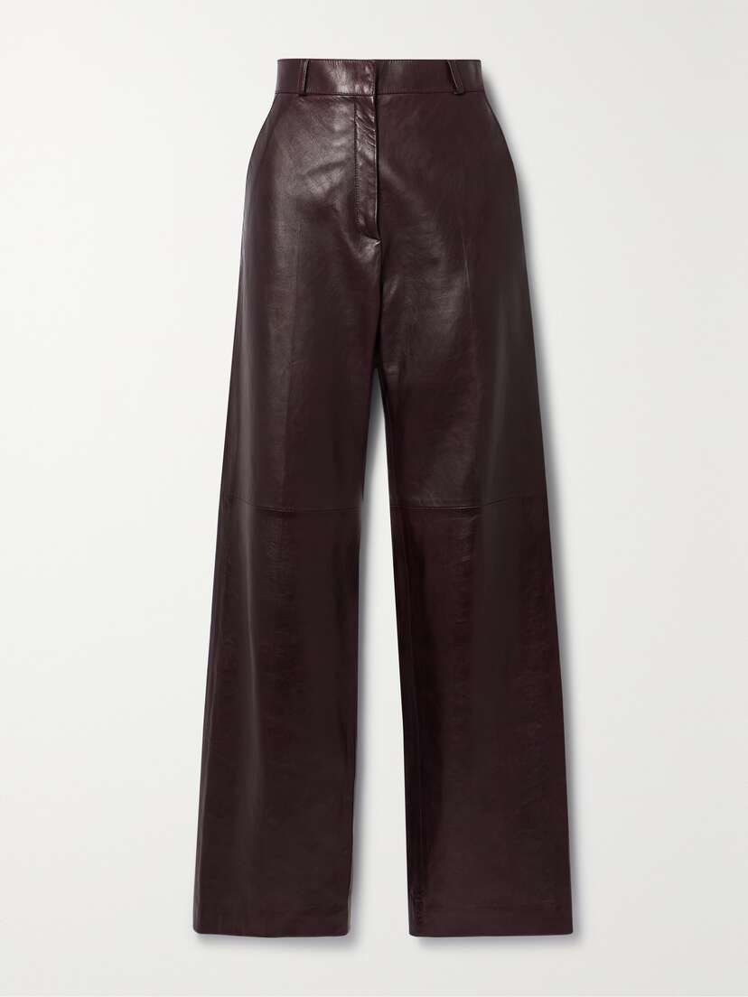Veronica de Piante Audrey Paneled Leather Wide-leg Pants