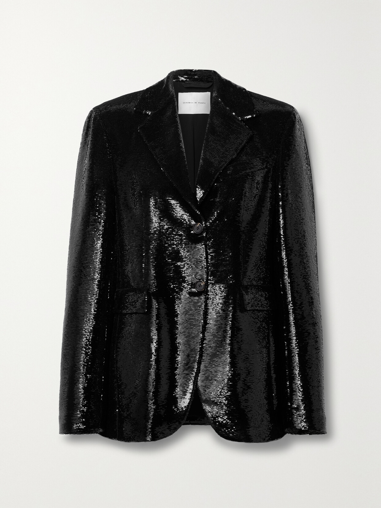 Veronica De Piante Enrico Sequined Crepe De Chine Blazer In Black