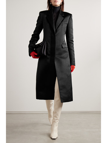 Veronica De Piante Freya embroidered grosgrain-trimmed silk-satin coat