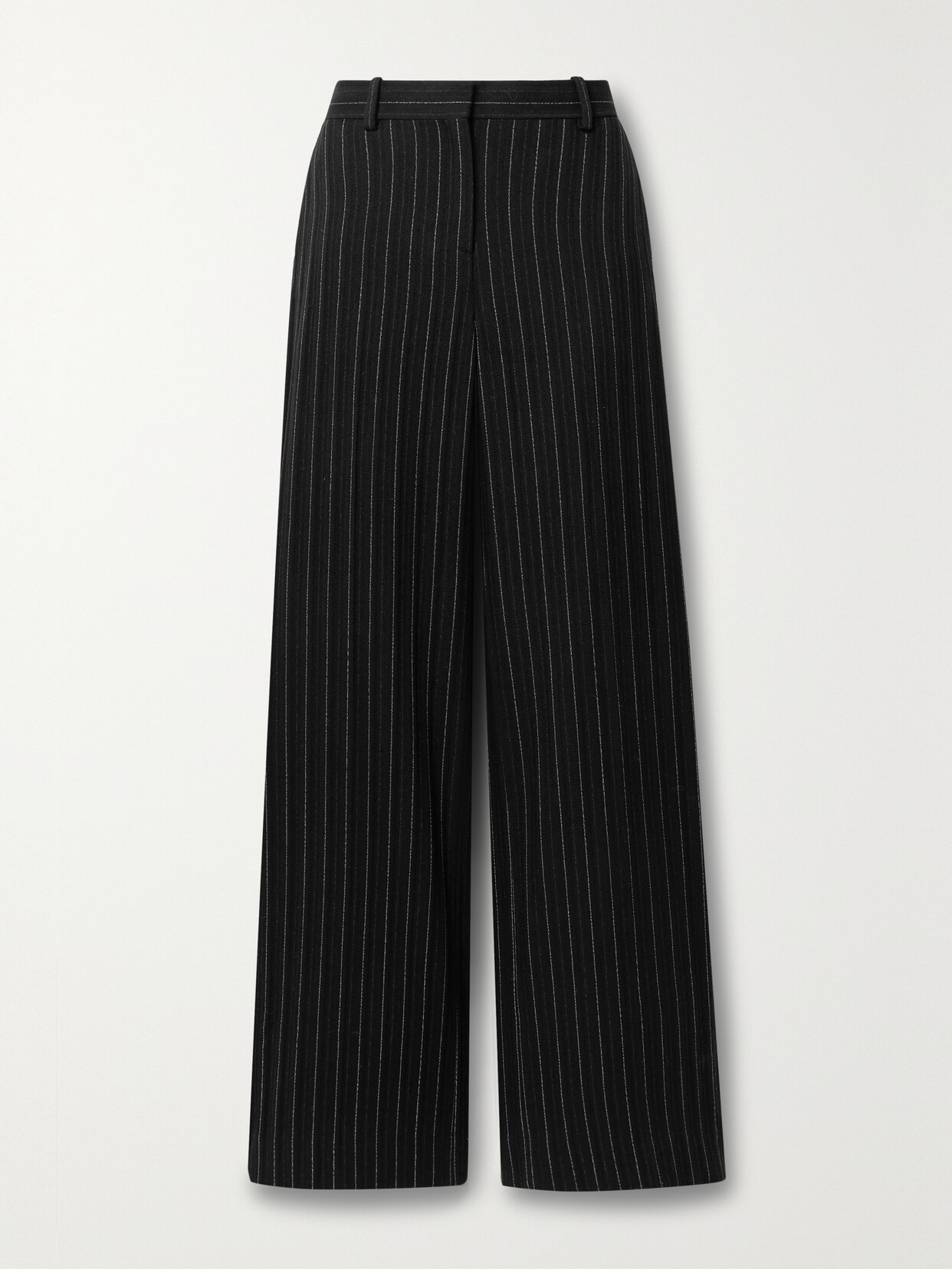 Veronica De Piante Anya Pinstriped Wool Wide-leg Trousers In Black