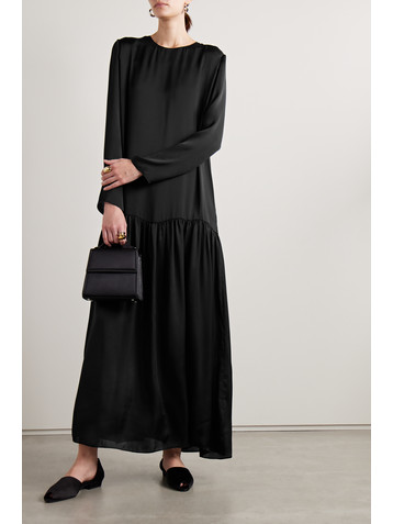 Veronica De Piante Olivia gathered silk-satin maxi dress