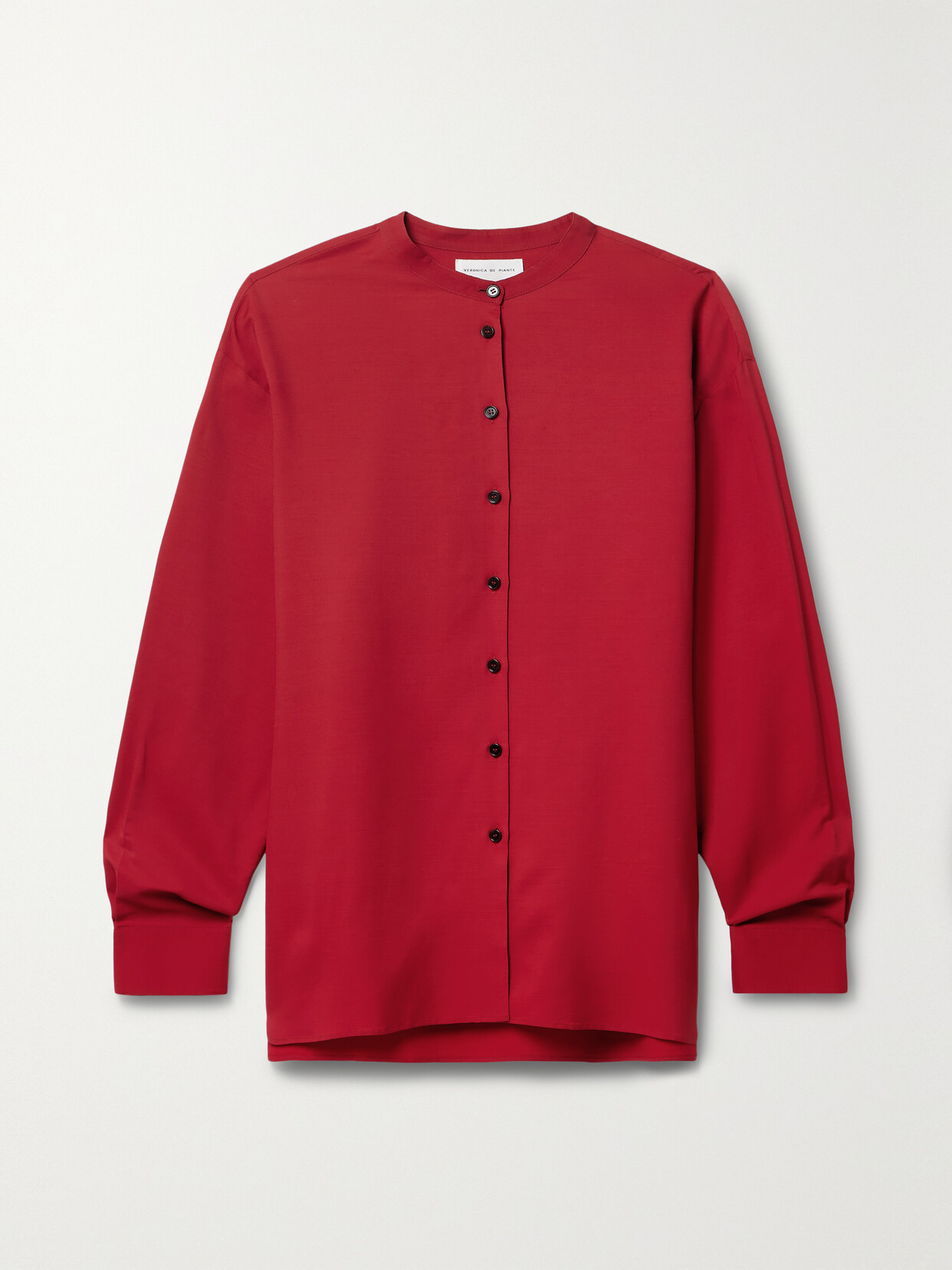 Veronica De Piante Wool And Silk-blend Shirt In Red