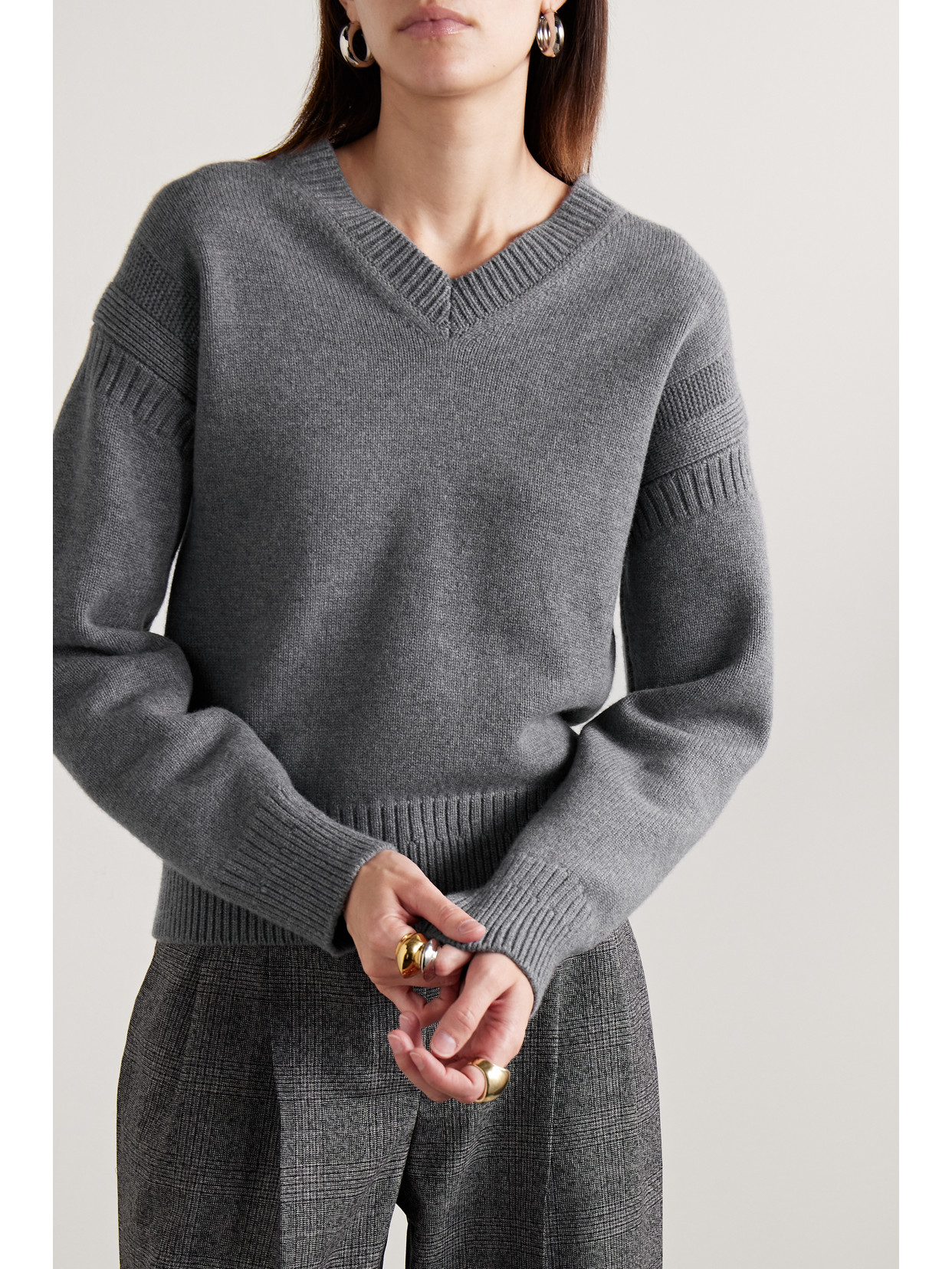 Shop Veronica De Piante Poppy Wool And Cashmere-blend Sweater In Gray