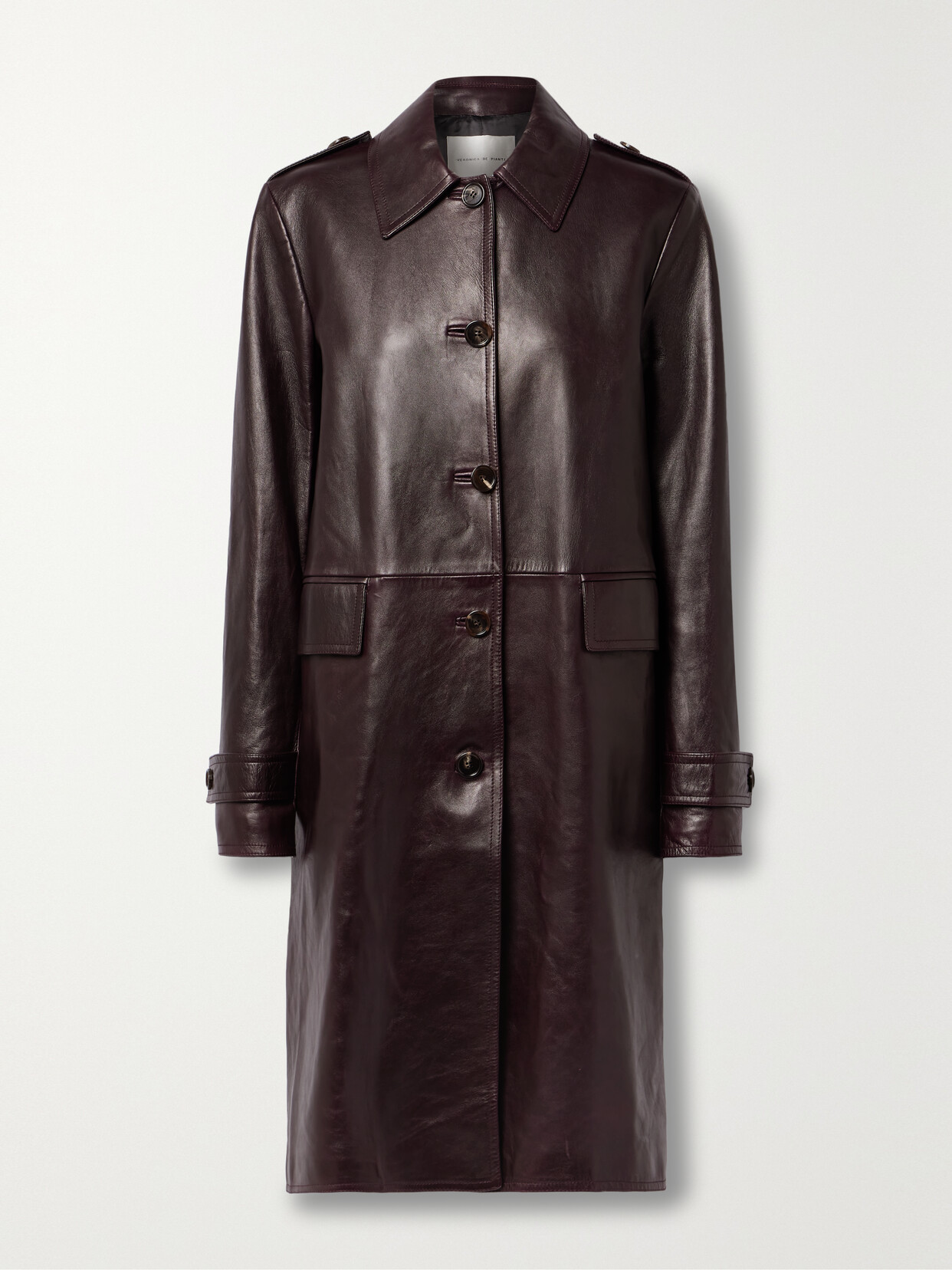 Veronica De Piante June Paneled Leather Coat In Purple