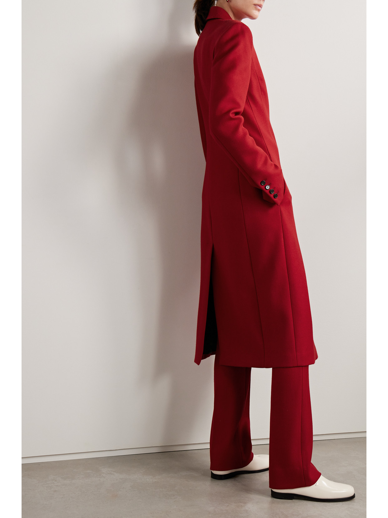 Veronica De Piante Lucia Wool-twill Coat In Red