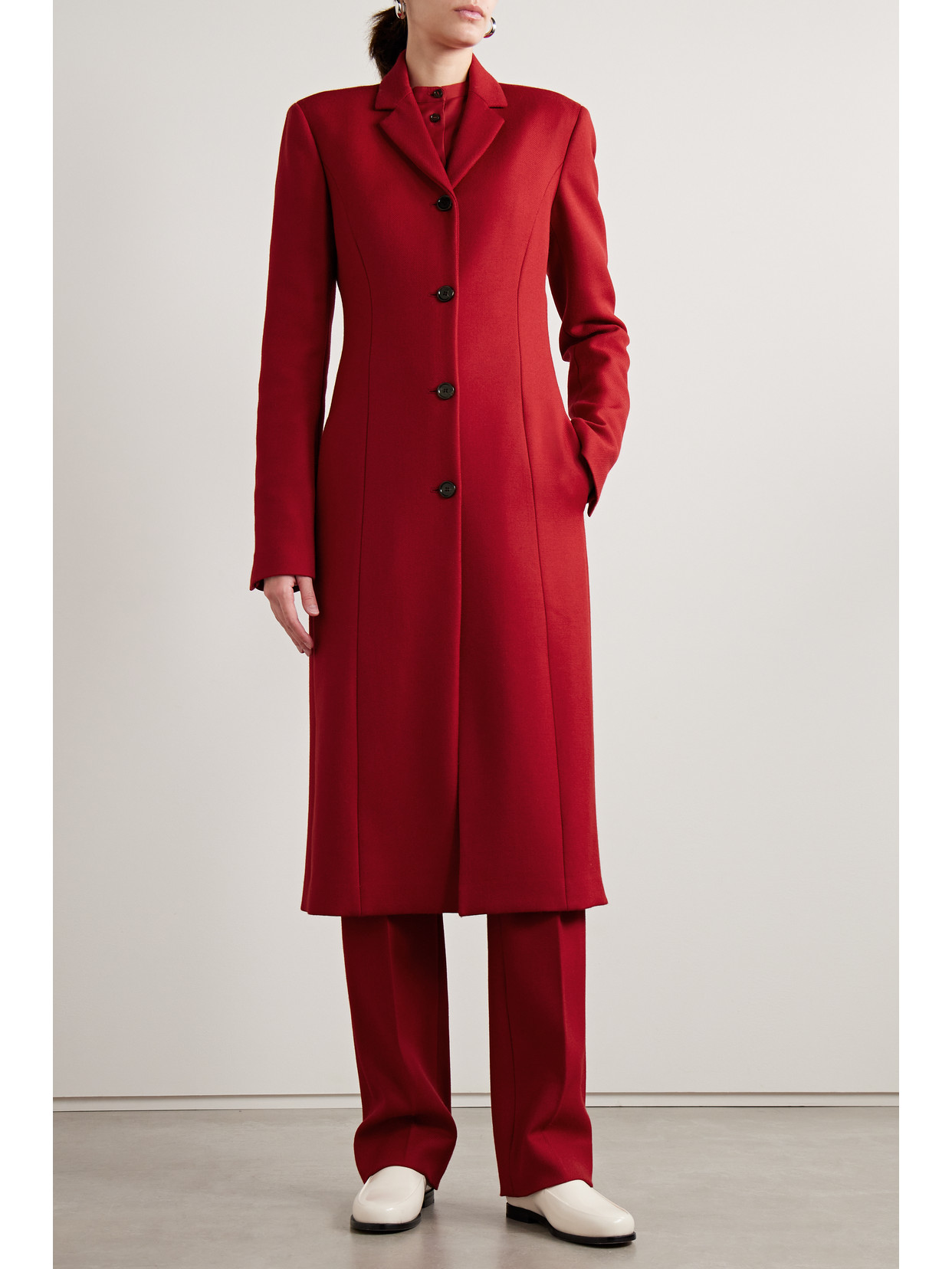 Shop Veronica De Piante Lucia Wool-twill Coat In Red