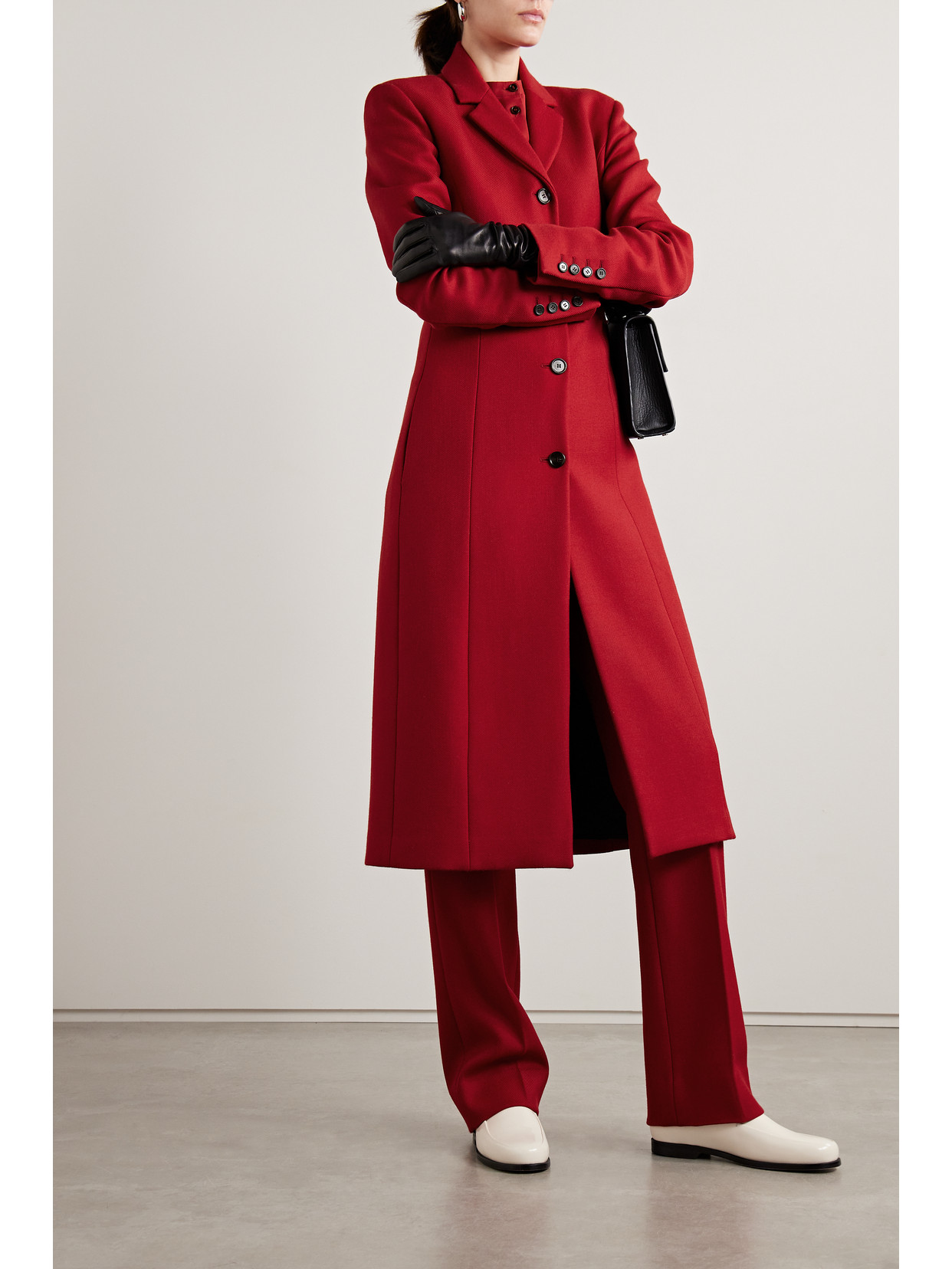 Shop Veronica De Piante Lucia Wool-twill Coat In Red