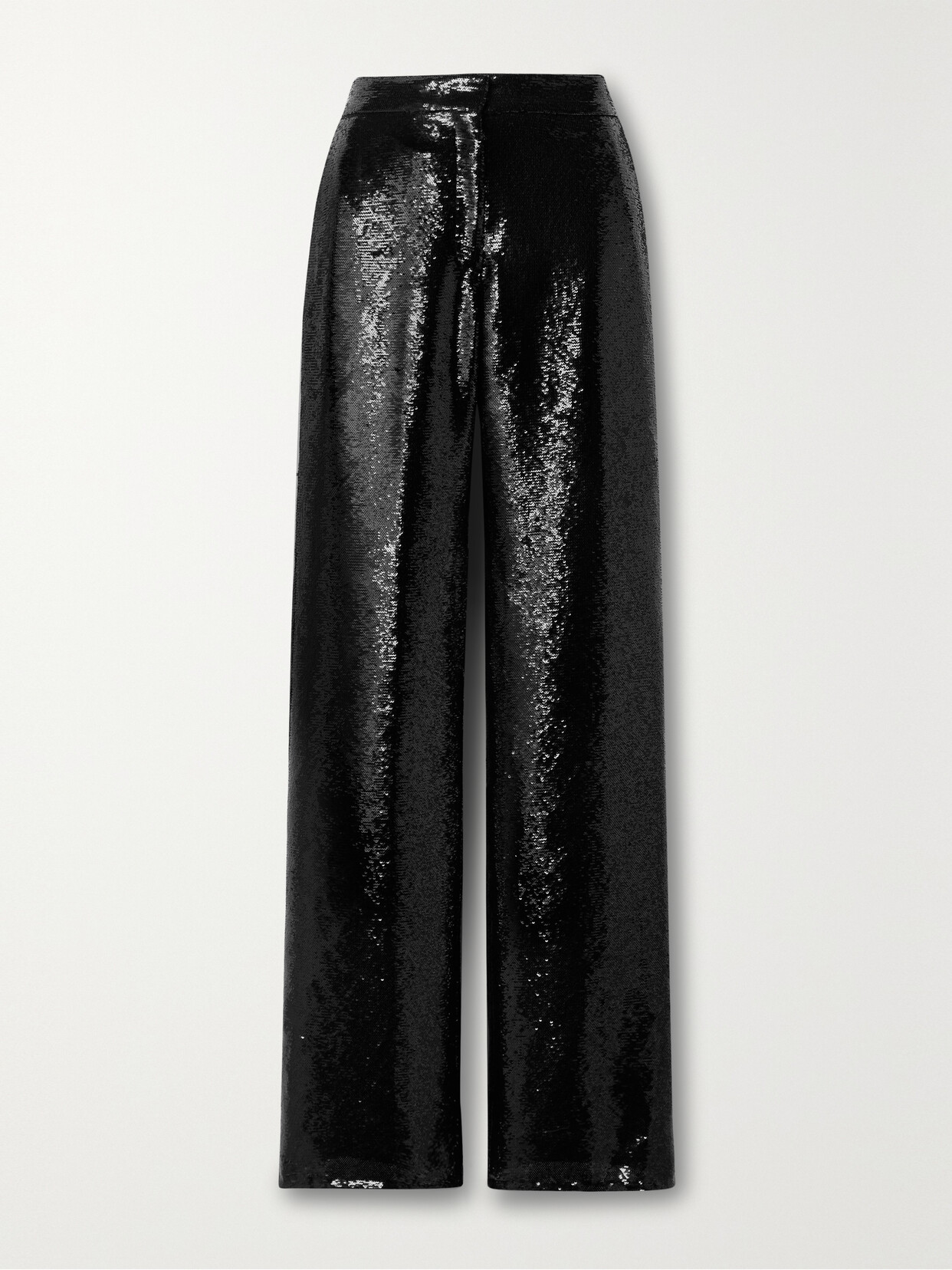 Veronica De Piante Anya Sequined Crepe De Chine Wide-leg Pants In Black