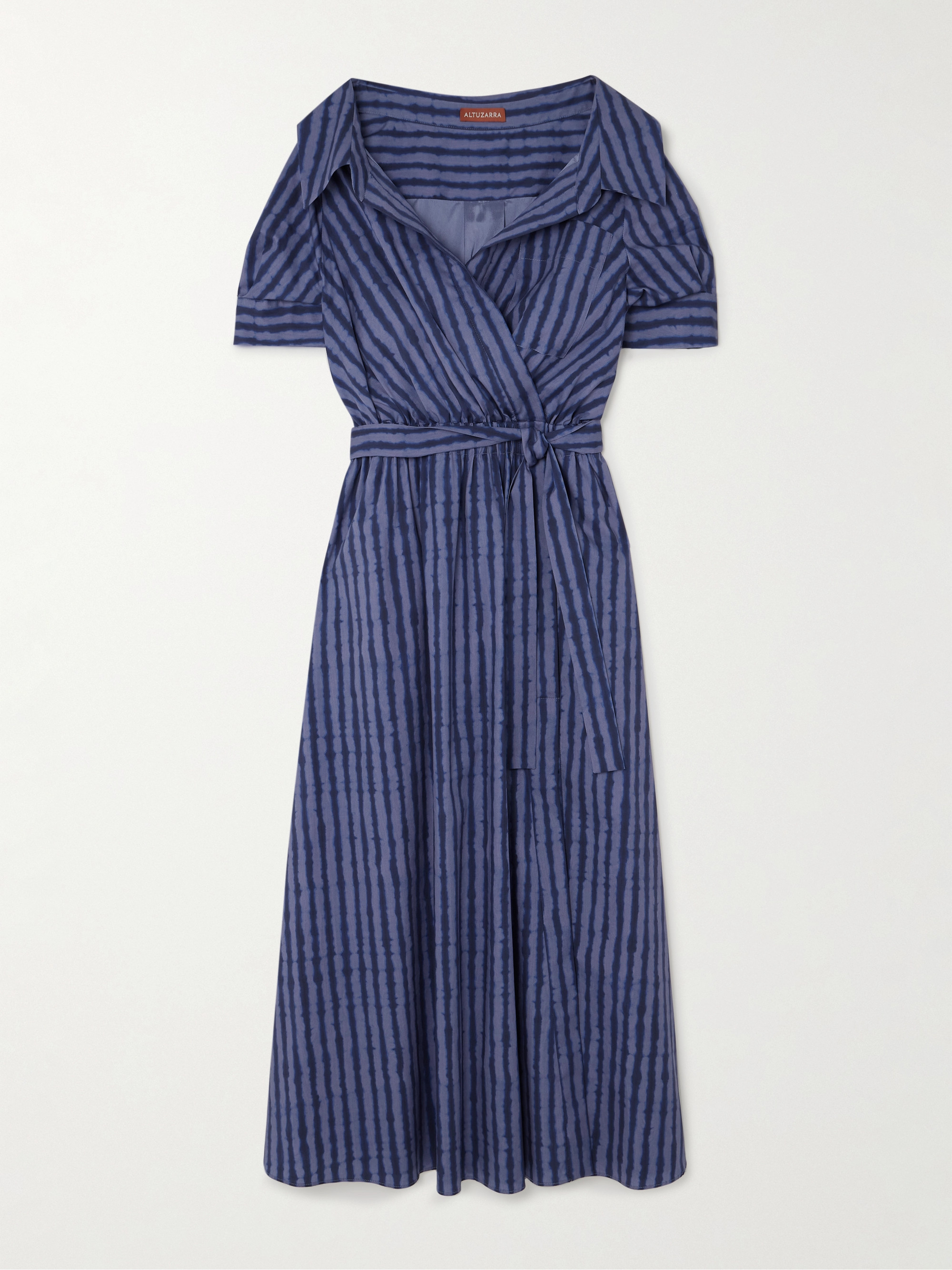 Altuzarra Lydia belted off-the-shoulder striped cotton-blend poplin midi dress