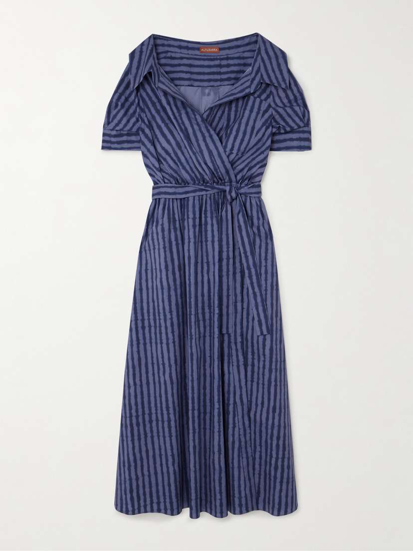 Altuzarra Lydia Belted Off-the-shoulder Striped Cotton-blend Poplin Midi Dress