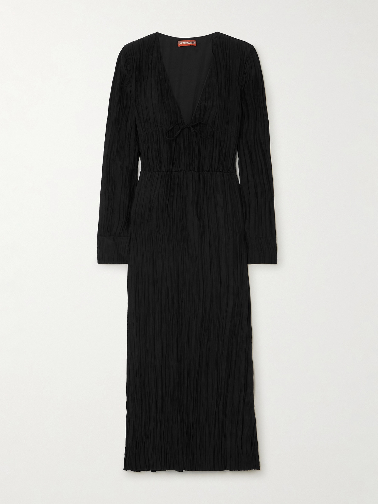 Shop Altuzarra Carol Pleated Taffeta Midi Dress In Black