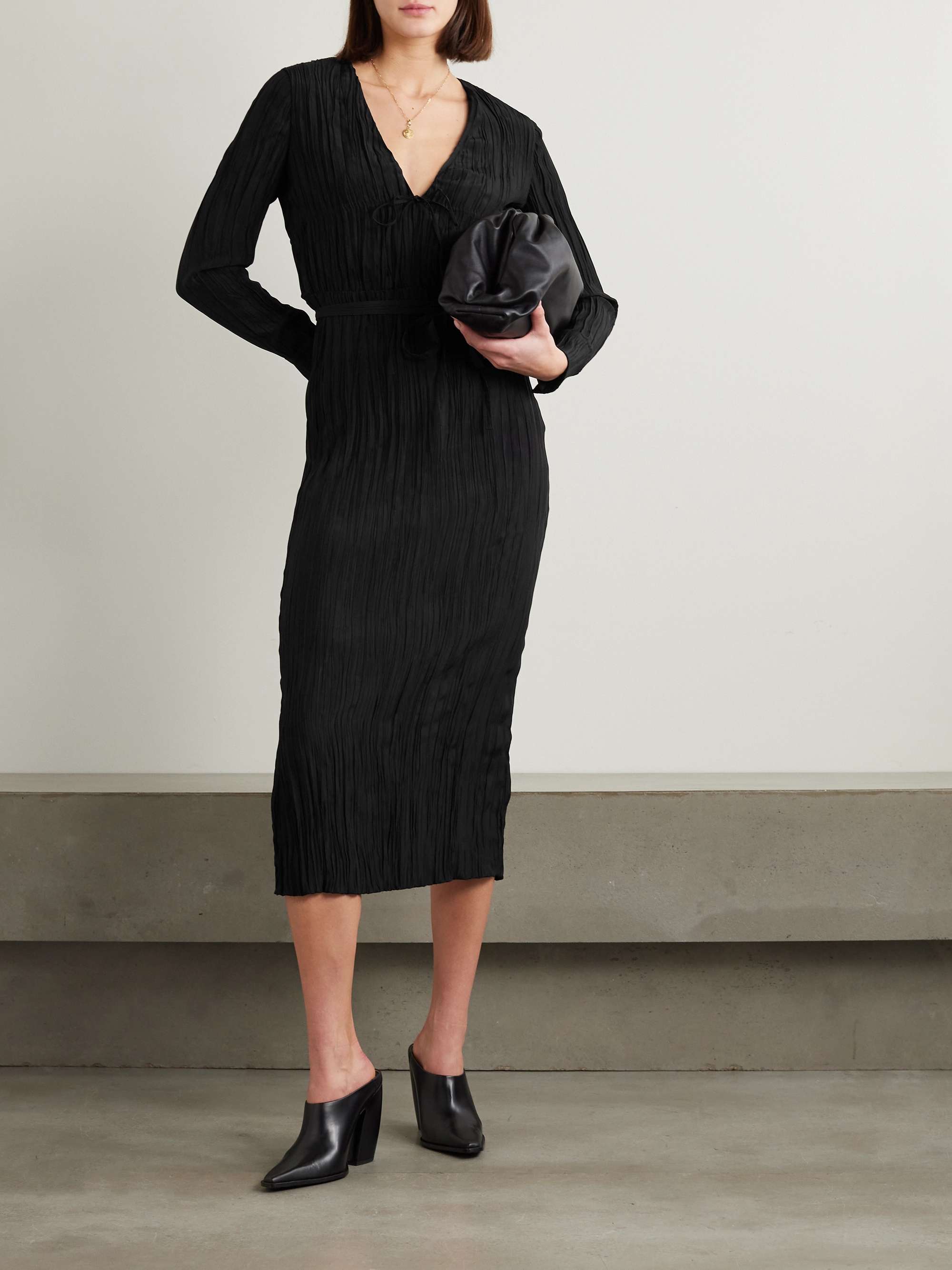 Carol pleated taffeta midi dress