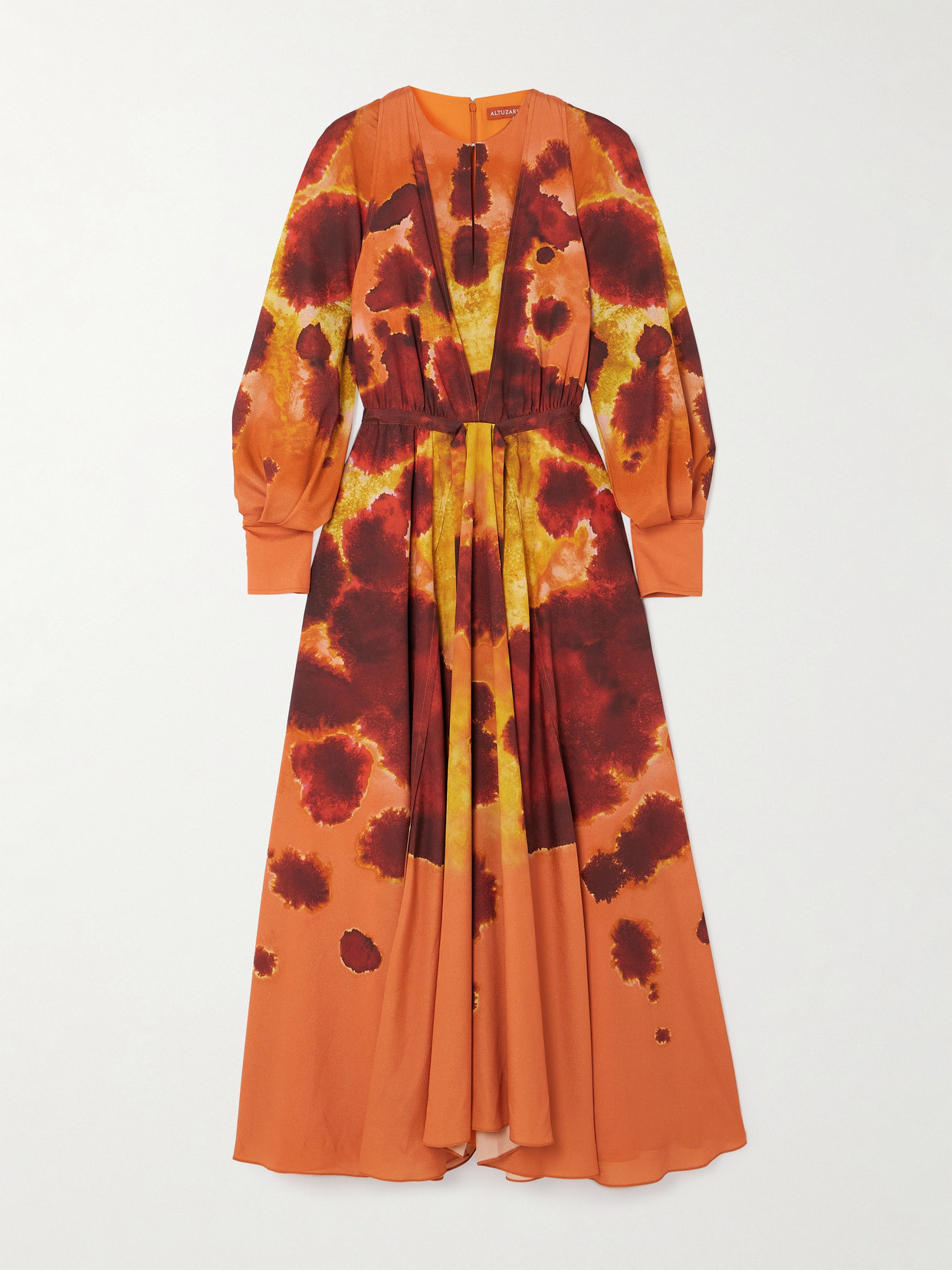 Altuzarra Peirene Belted Tie-dyed Chiffon Midi Dress In Orange