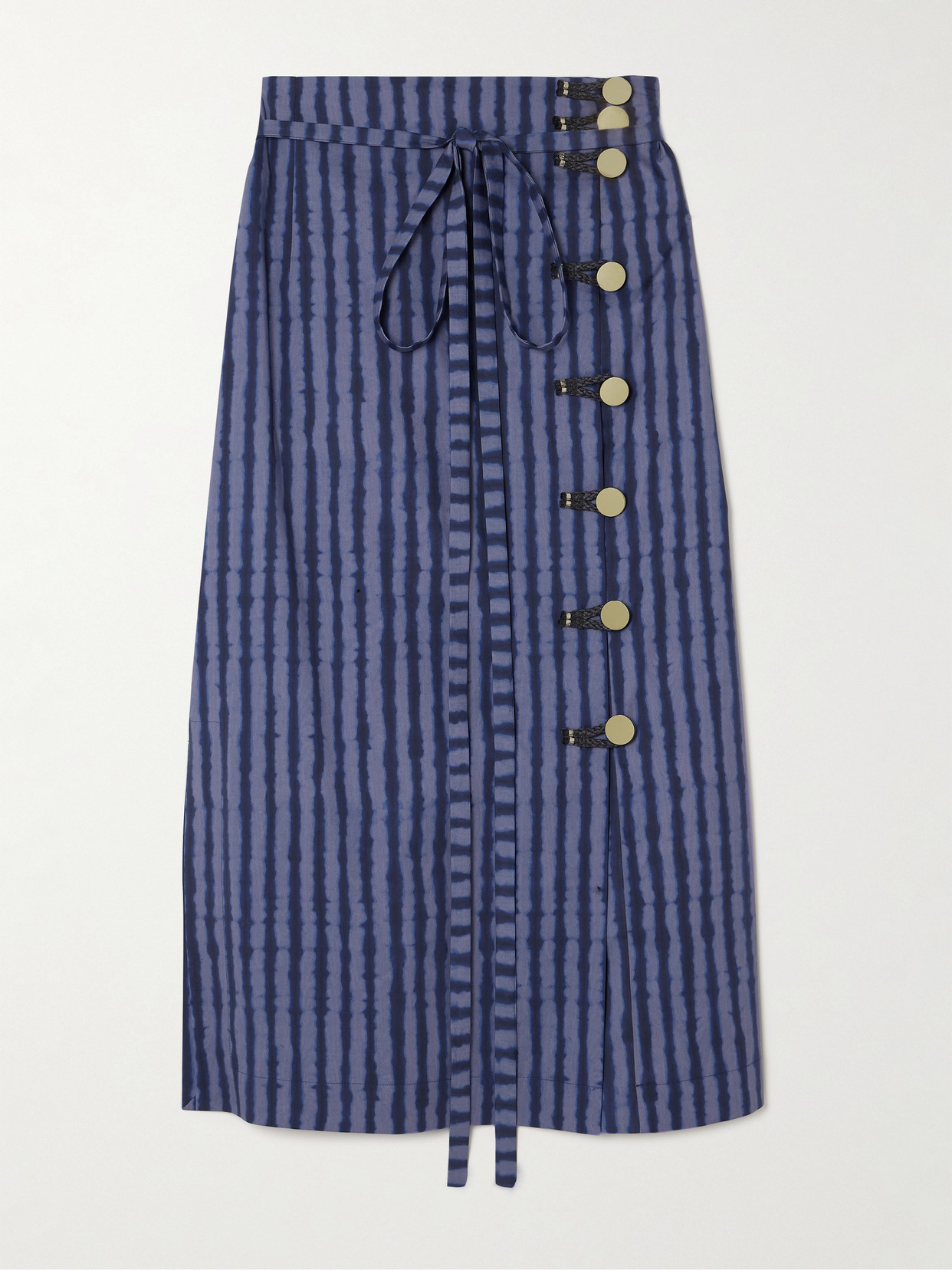 Altuzarra - Hiroki Braided Striped Cotton-blend Poplin Midi Skirt - Blue