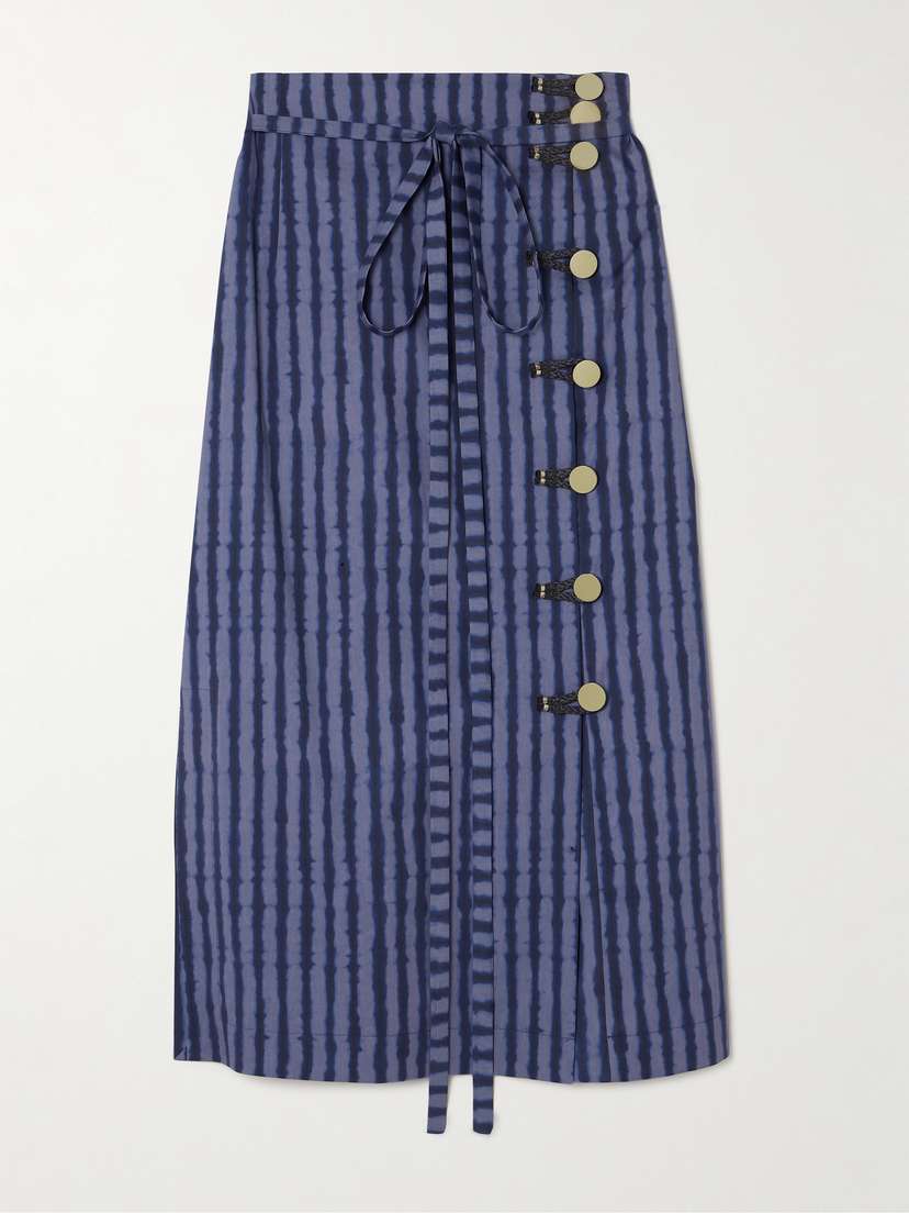 Altuzarra Hiroki Braided Striped Cotton-blend Poplin Midi Skirt