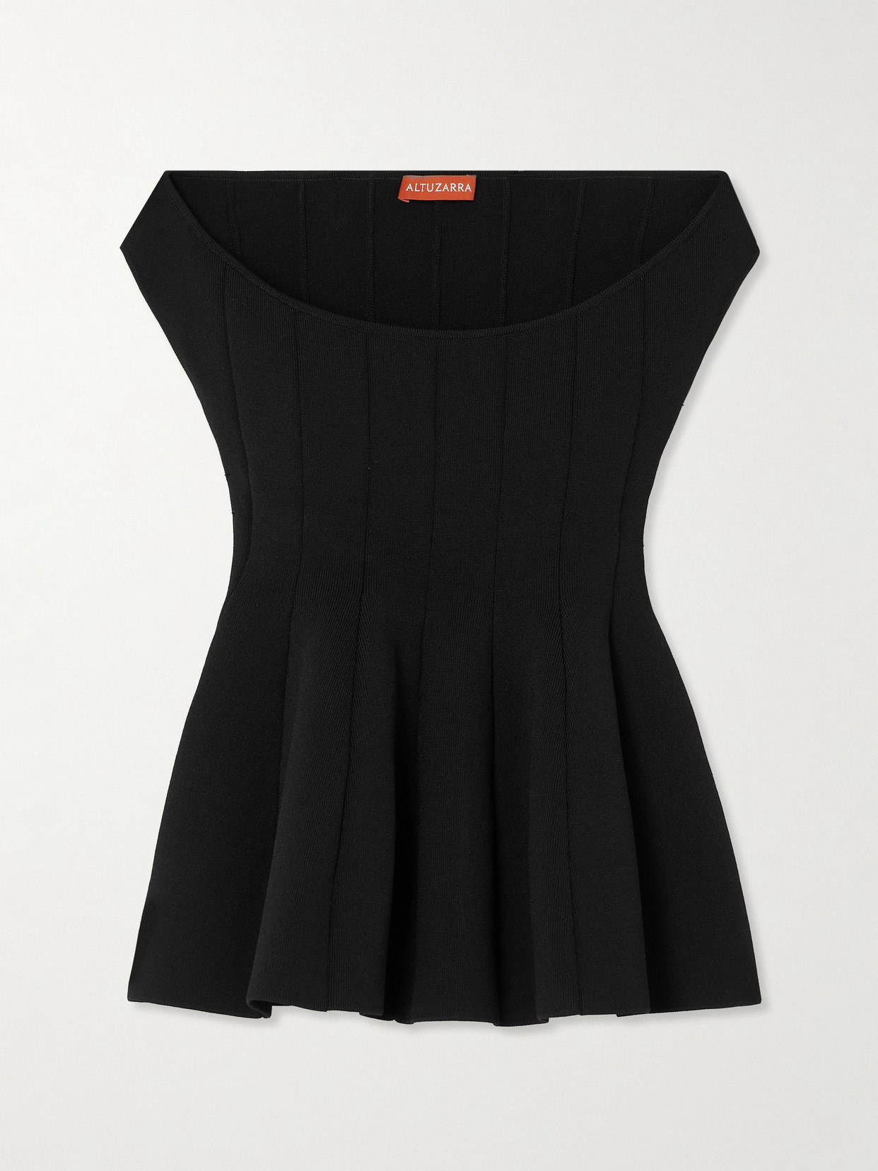 Shop Altuzarra Simone Off-the-shouder Ribbed-knit Peplum Top In Black