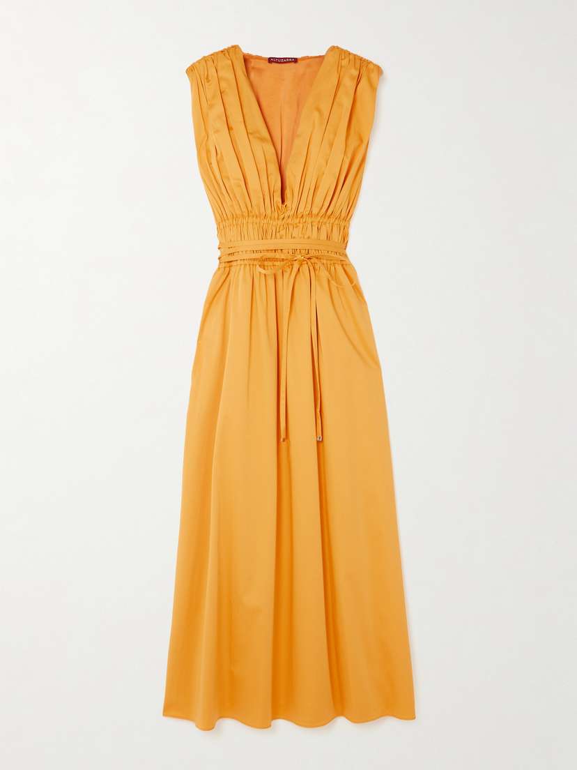 Altuzarra Fiona Belted Gathered Stretch-cotton Poplin Midi Dress