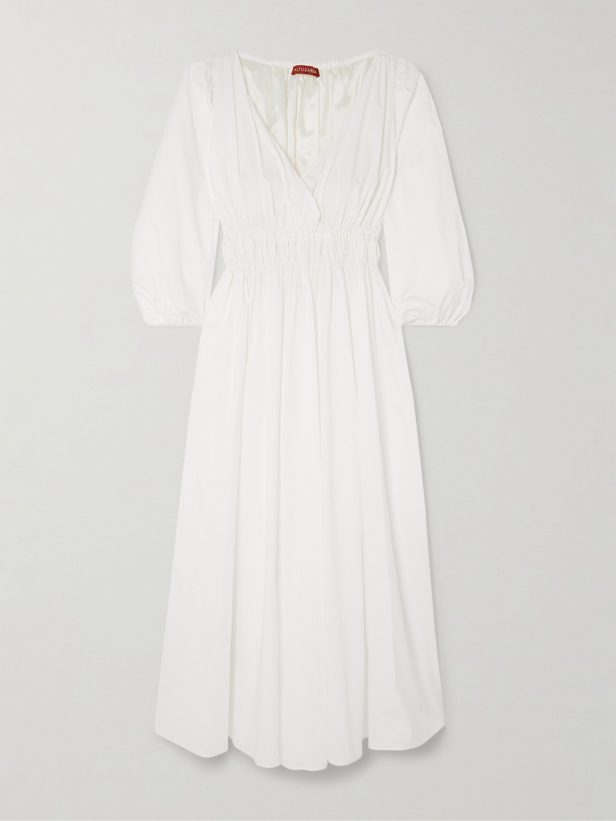 Altuzarra Kathleen Pleated Cotton-blend Poplin Midi Dress In White