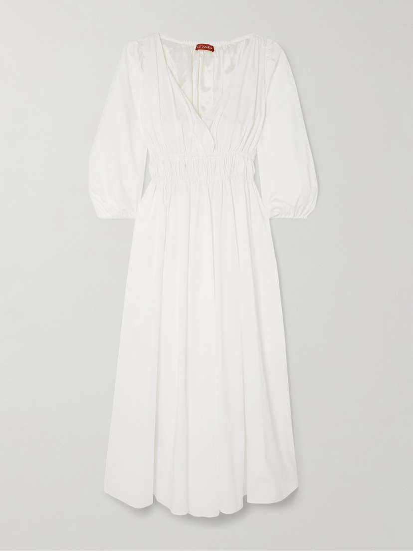 Altuzarra Kathleen Pleated Cotton-blend Poplin Midi Dress