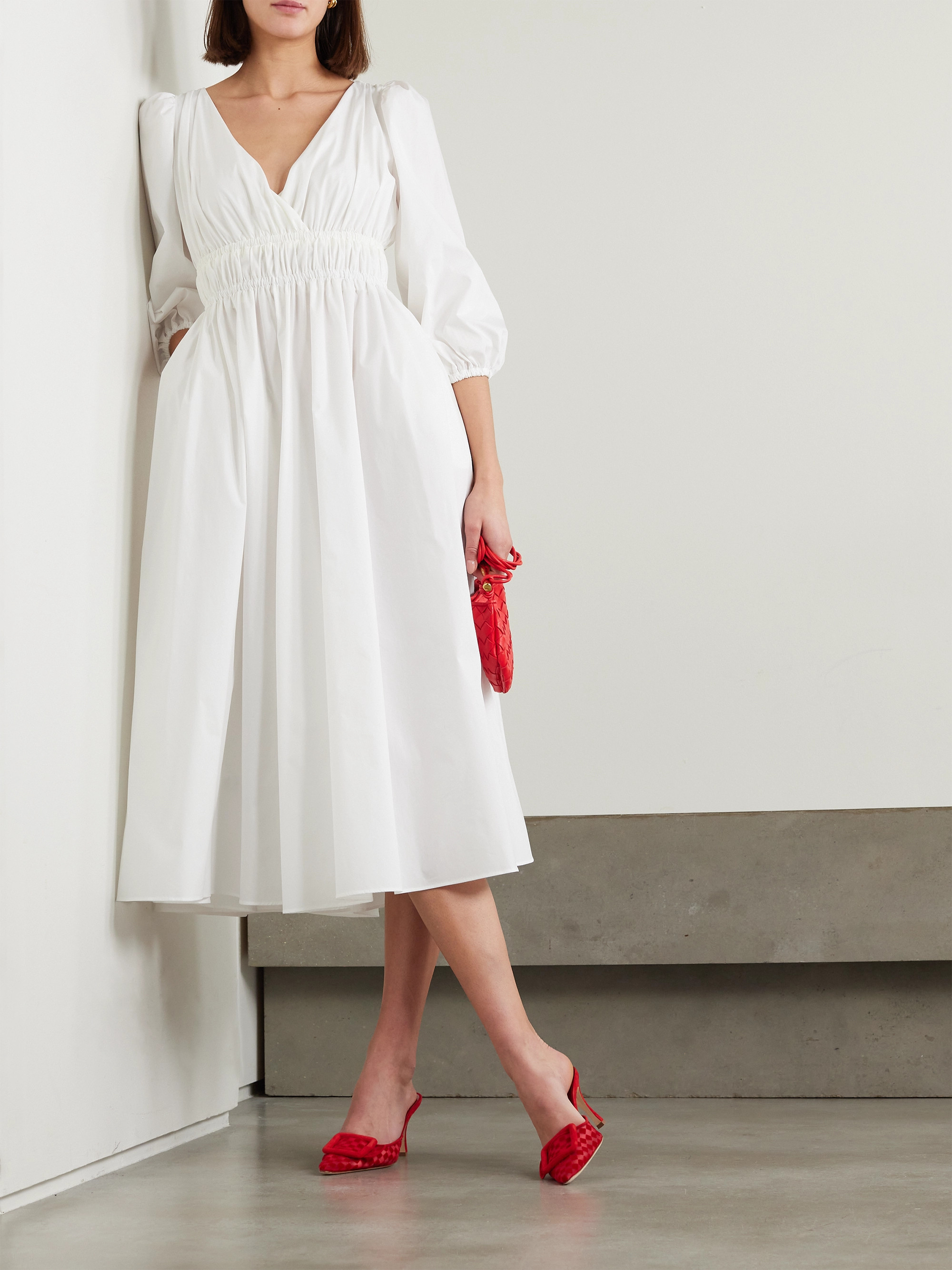 Altuzarra Kathleen pleated cotton-blend poplin midi dress