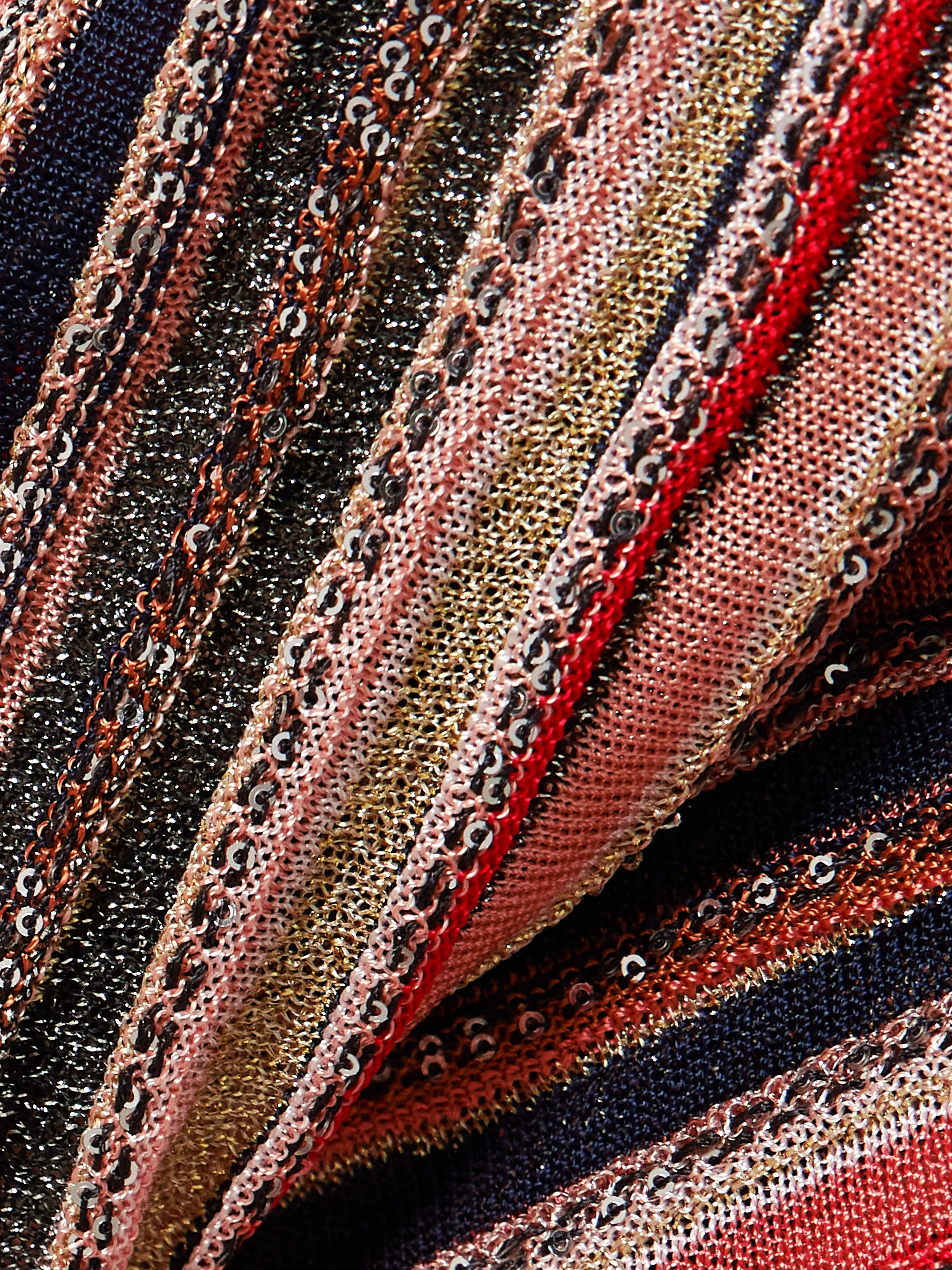 Missoni Sequin-embellished striped metallic crochet-knit tank