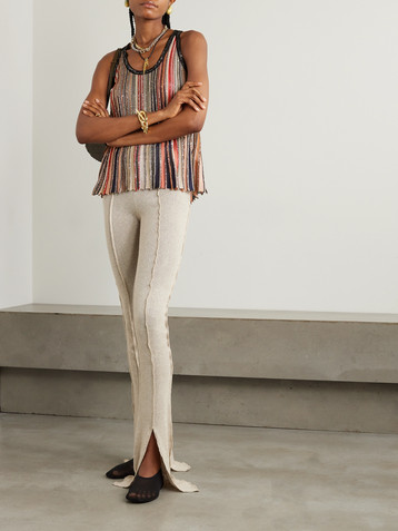 Missoni Sequin-embellished striped metallic crochet-knit tank