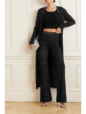 Missoni Striped metallic crochet-knit flared pants
