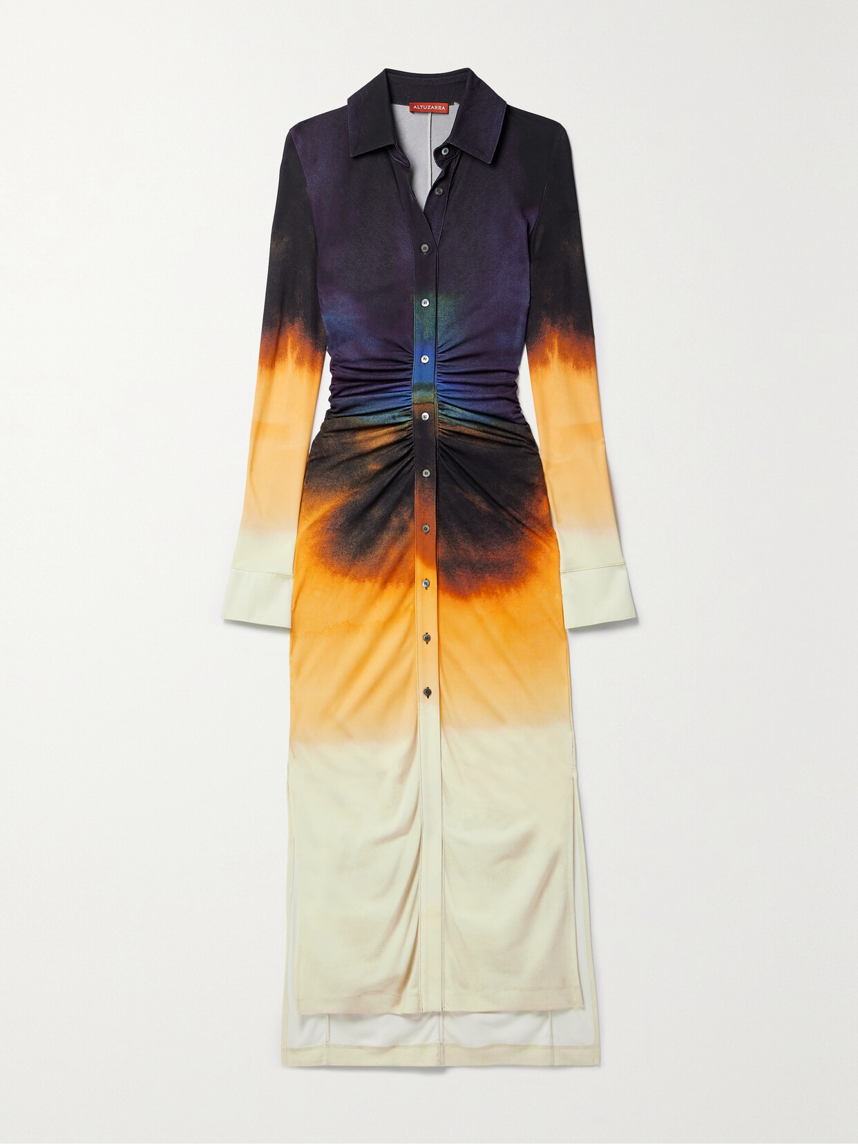 Altuzarra - Claudia Ruched Tie-dyed Jersey Maxi Shirt Dress - Multi