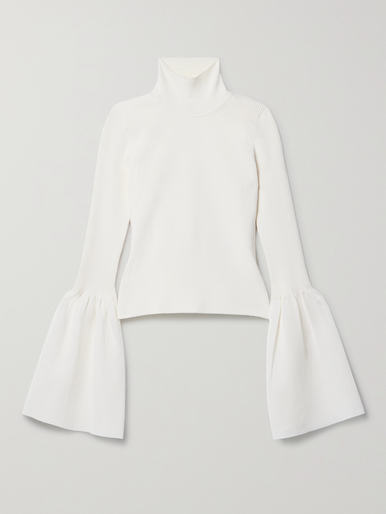 Altuzarra Dana Jersey-trimmed Ribbed Stretch-knit Turtleneck Sweater - White