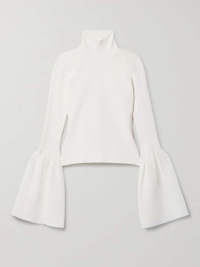 Altuzarra Dana Jersey-trimmed Ribbed Stretch-knit Turtleneck Sweater