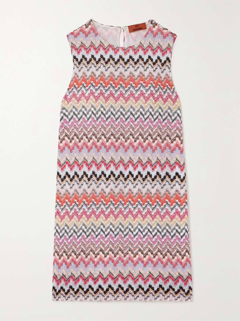 Missoni Striped Metallic Crochet-knit Mini Dress