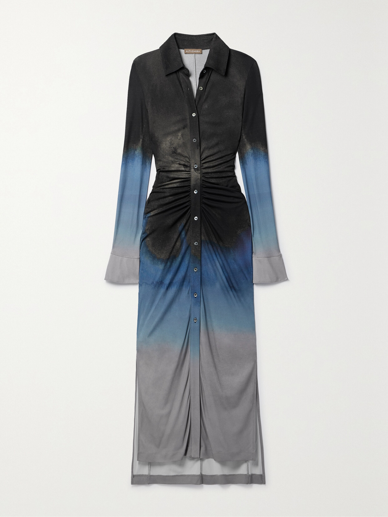 Altuzarra Claudia Ruched Tie-dyed Jersey Maxi Shirt Dress - Multi