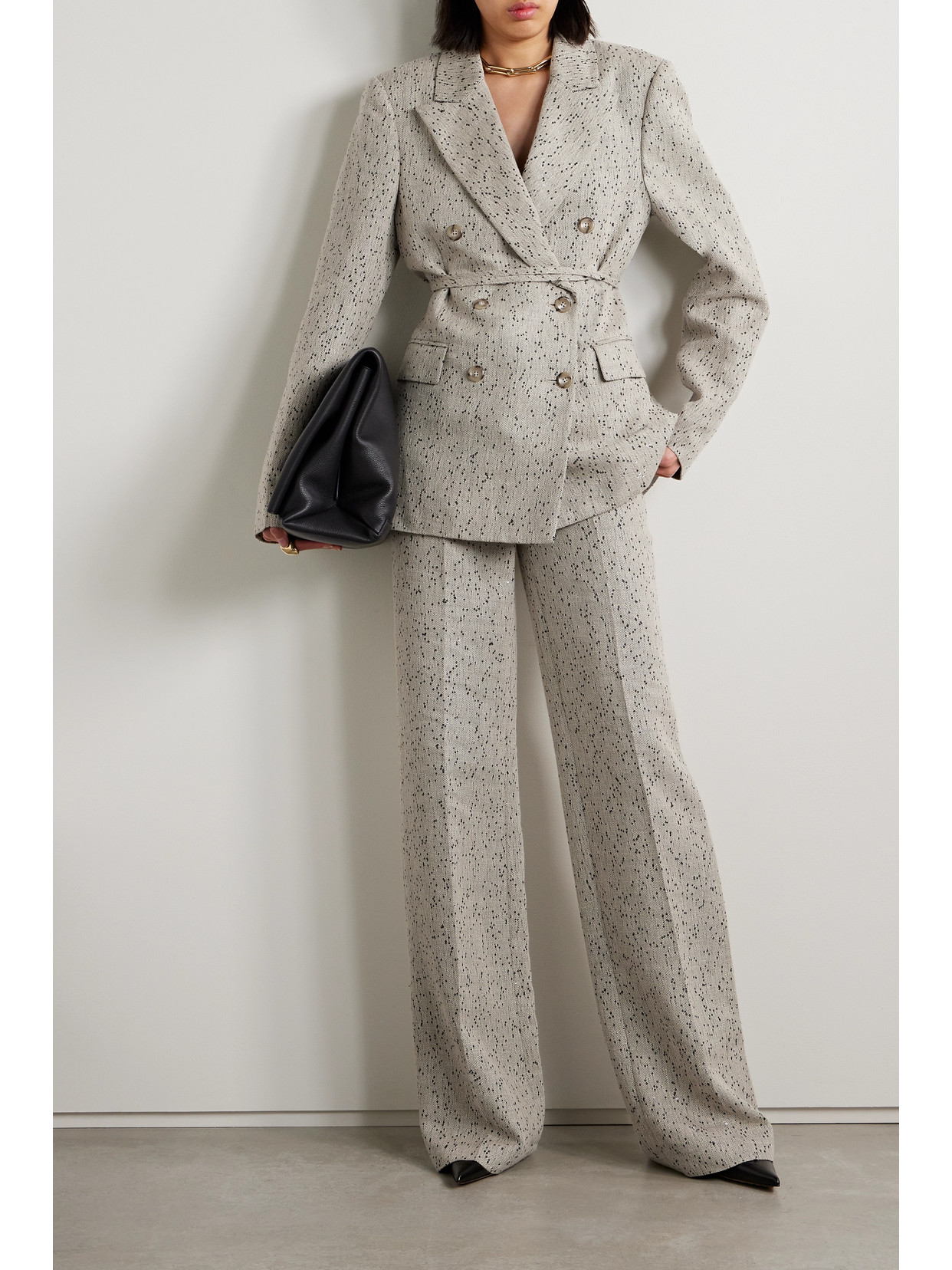 Altuzarra Laski Sequin-embellished Woven Wide-leg Pants In Gray