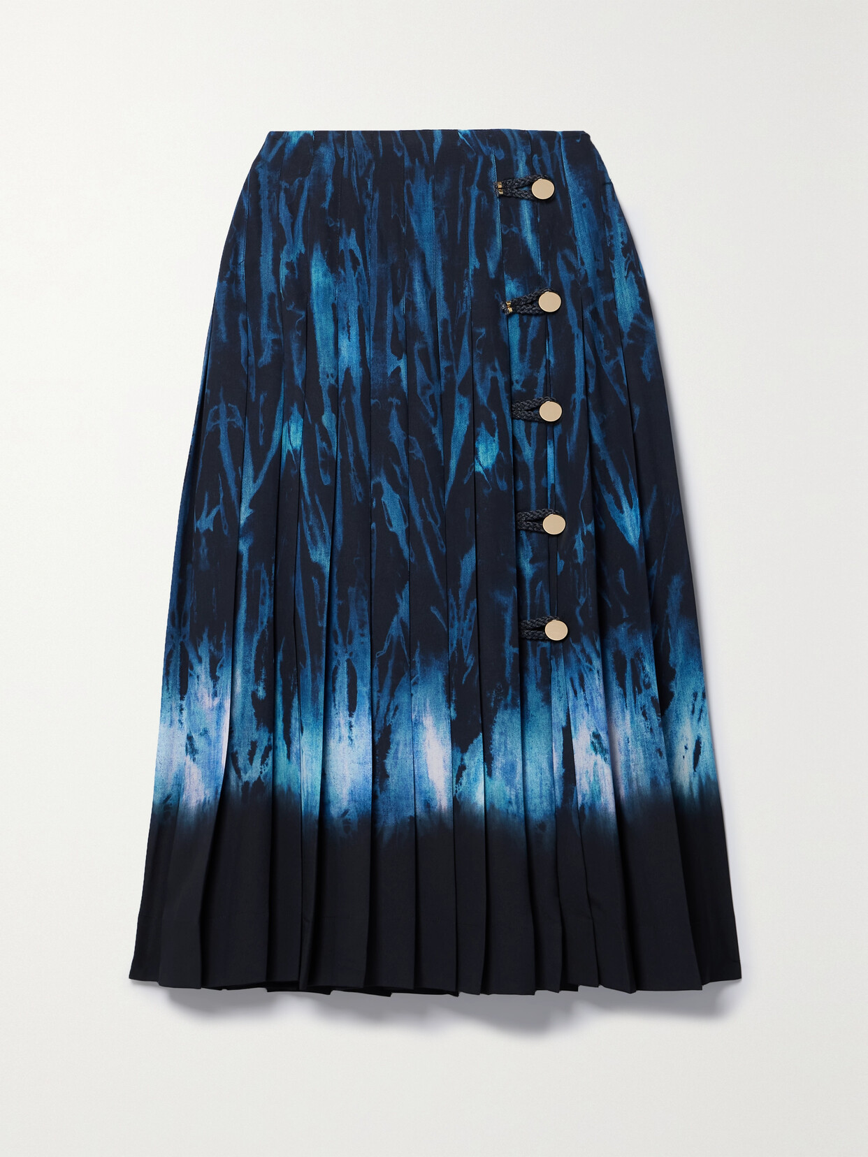 Altuzarra - Tullius Pleated Printed Crepe De Chine Midi Skirt - Blue