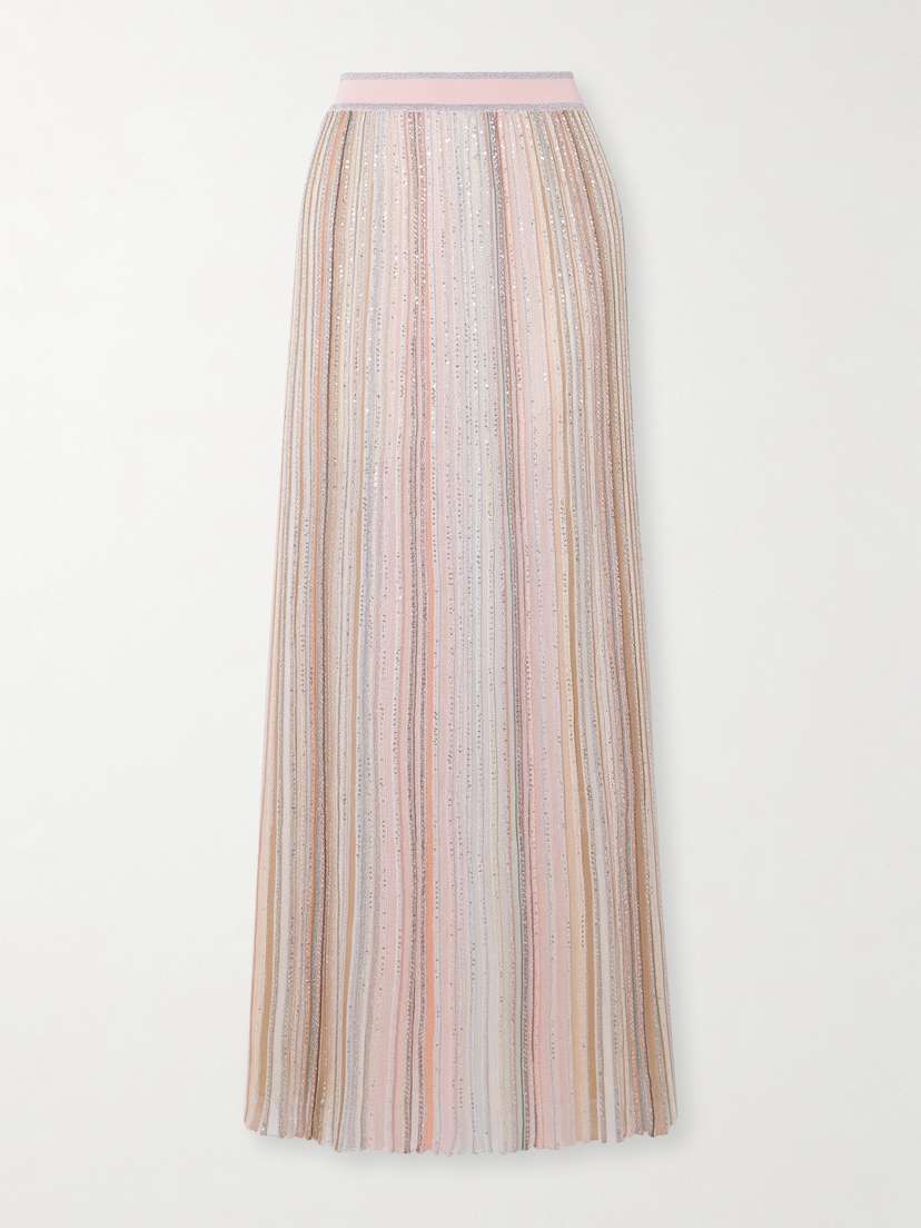 Missoni Sequin-embellished Striped Crochet-knit Maxi Skirt