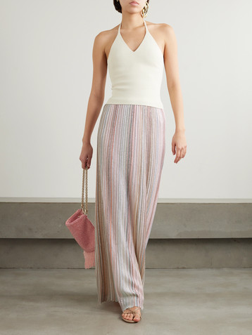 Missoni Sequin-embellished striped crochet-knit maxi skirt