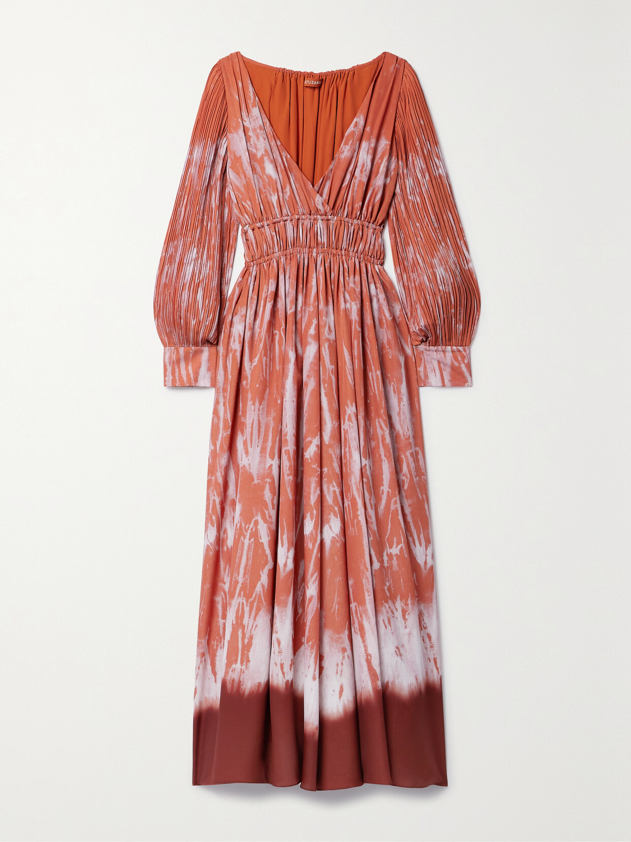 Altuzarra Kathleen Gathered Tie-dyed Crepe De Chine Maxi Dress - Orange