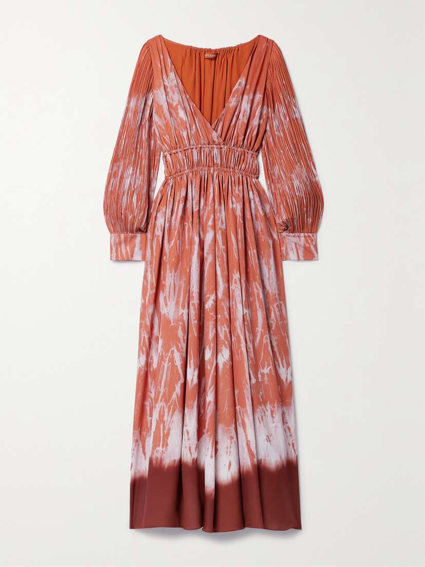 Altuzarra Kathleen Gathered Tie-dyed Crepe De Chine Maxi Dress