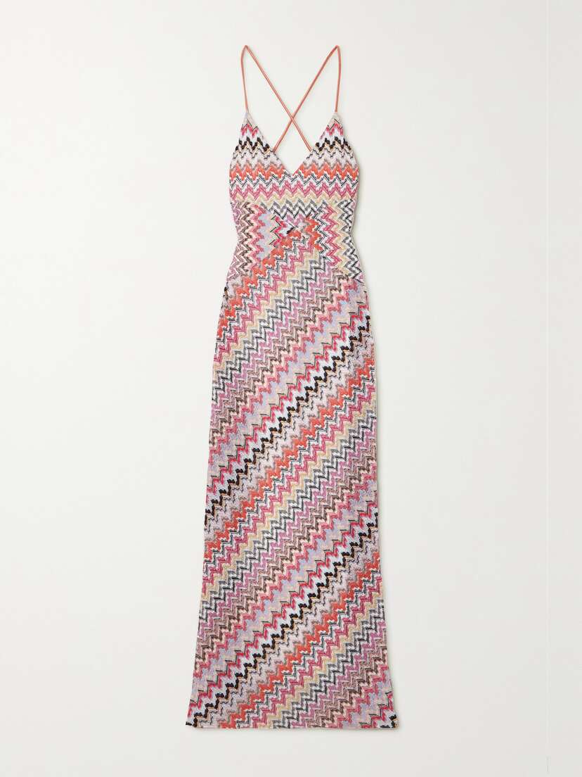 Missoni Striped Metallic Crochet-knit Maxi Dress